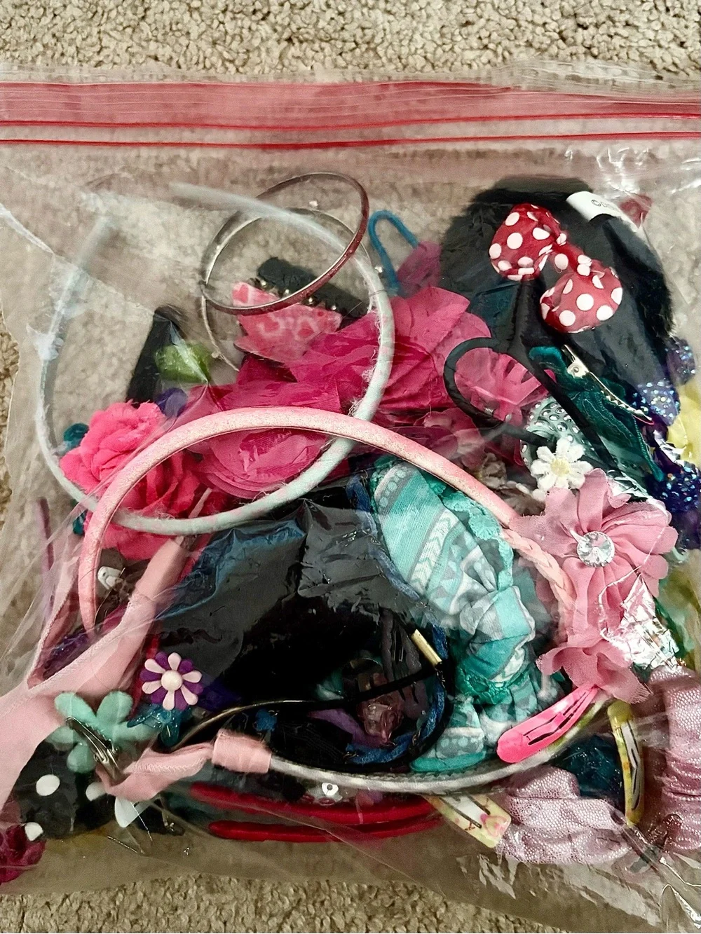 Kids Pink and Teal Hair Accessory Set - Assorted Headbands & Clips